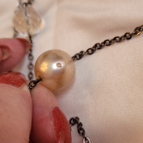 White House Black Market beaded necklace graphite chain - Picture 6 of 7